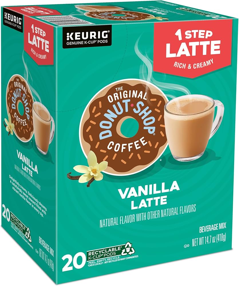 The Original Donut Shop Vanilla Latte, Single-Serve Keurig K-Cup Pods, Flavored Coffee, 20 Count