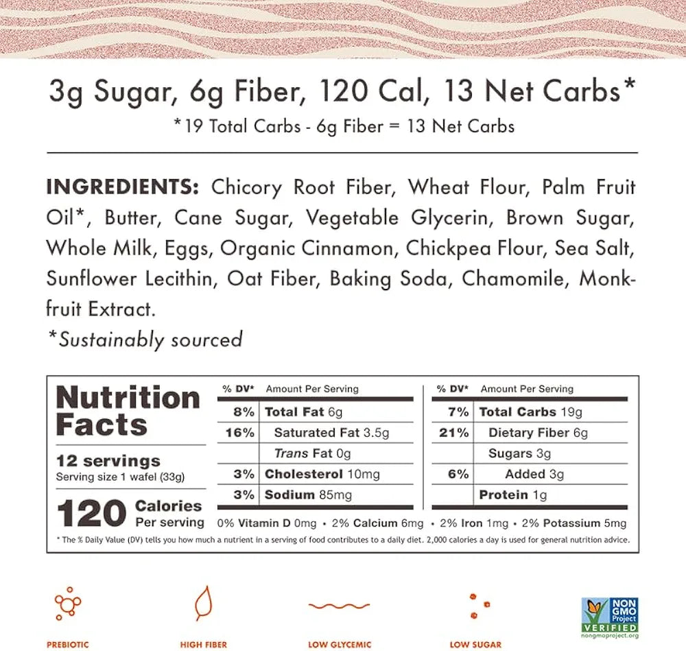 Rip Van Wafels Snickerdoodle Stroopwafels, Healthy Snacks, Non-GMO, Keto Friendly, Office Snacks, Low Sugar (3g), Low Calorie, 12 Pack