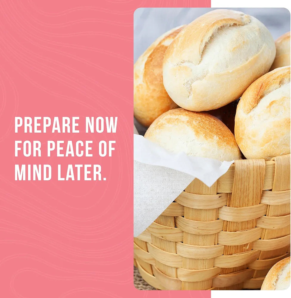 Bread and Roll Mix Supply, 48 Servings, 10 Year Shelf Life - Makes 6 Loaves or 72 Bread Rolls for Prepared Meals Ready to Eat