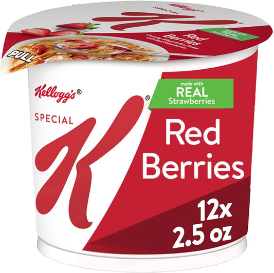 Kellogg’s Special K Breakfast Cereal Cups, 11 Vitamins and Minerals, Made with Real Strawberries, Red Berries, 30oz Case (12 Cups)