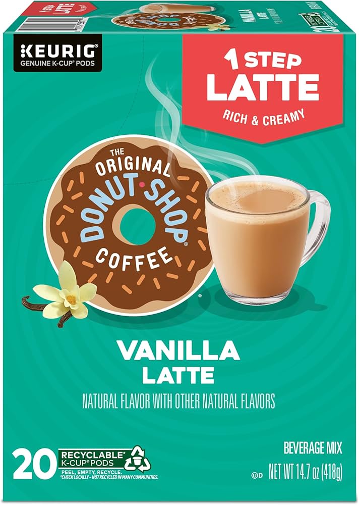 The Original Donut Shop Vanilla Latte, Single-Serve Keurig K-Cup Pods, Flavored Coffee, 20 Count