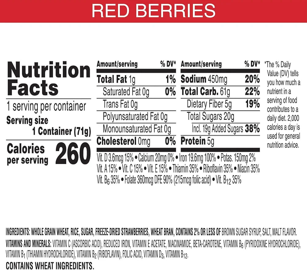 Kellogg’s Special K Breakfast Cereal Cups, 11 Vitamins and Minerals, Made with Real Strawberries, Red Berries, 30oz Case (12 Cups)