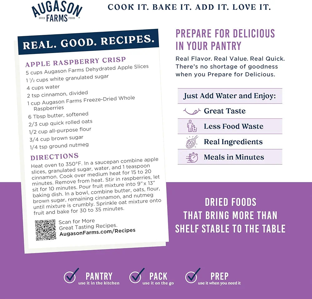 Augason Farms Dehydrated Apple Slices Can - Gluten Free Survival Food with Long Shelf Life - Emergency Food Supply for Camping, Prep & Everyday Meals - 20 Servings