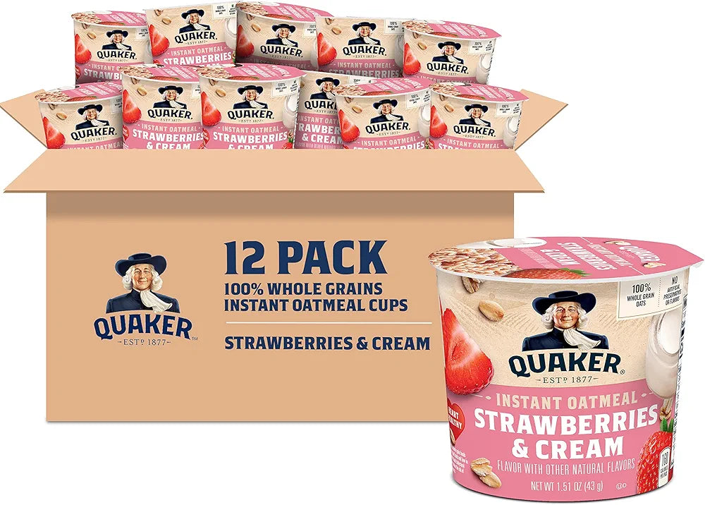 Quaker Express Cups, Strawberry & Cream, 12 Count
