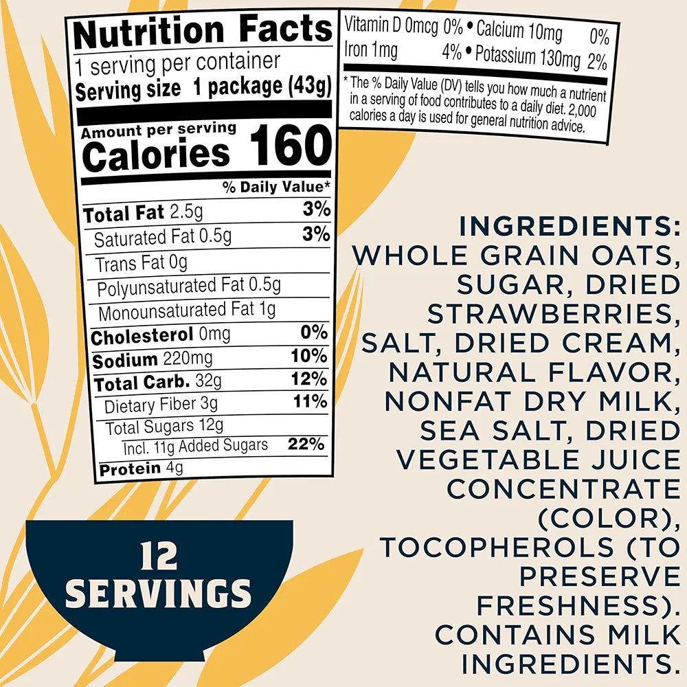 Quaker Express Cups, Strawberry & Cream, 12 Count