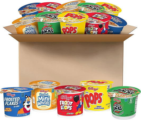 Kellogg's Breakfast Cereal Cups, Kids Snacks, Family Breakfast, Variety Pack (24 Cups)