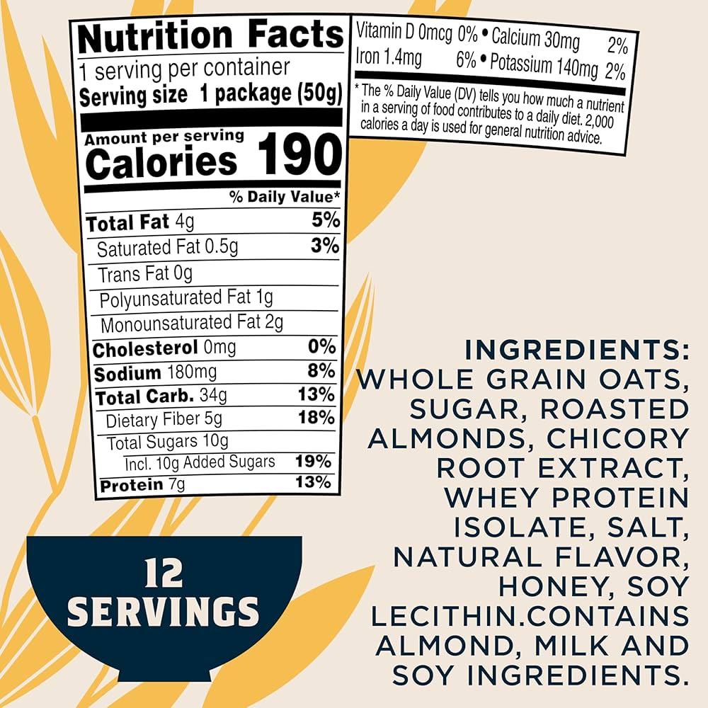 Quaker Instant Oatmeal Express Cups, Honey & Almonds, 1.76 Ounce (Pack of 12)