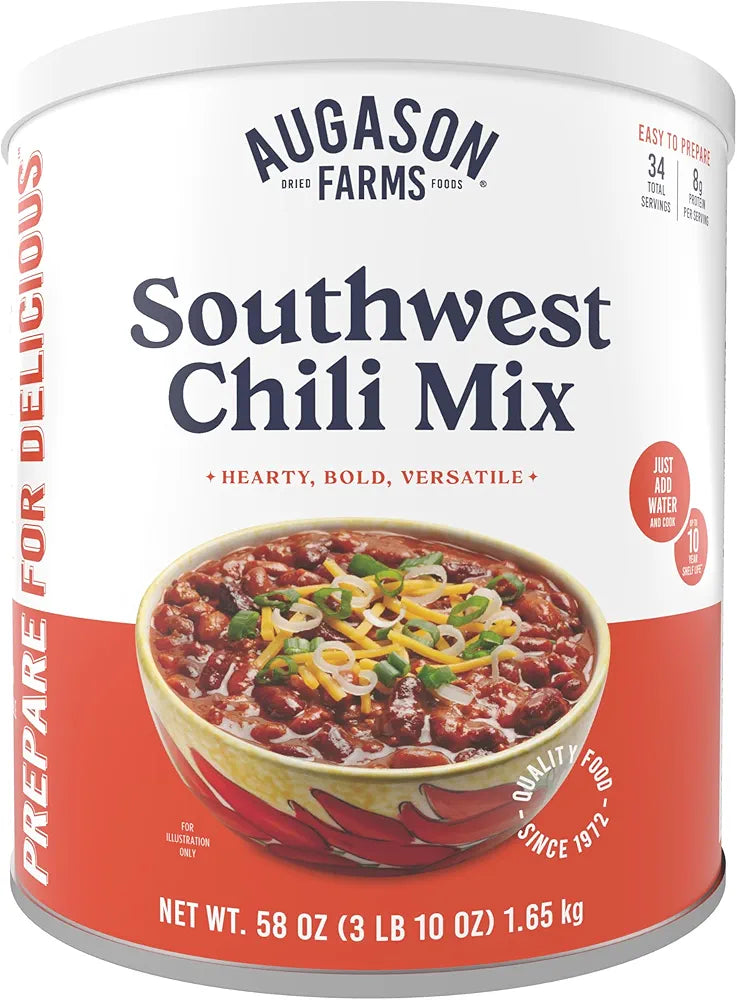 Augason Farms Southwest Chili Mix Can, Certified Gluten Free, Emergency Food Supply, Everyday Meals, 34 Servings