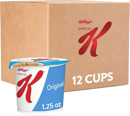 Kellogg's Special K, Breakfast Cereal in a Cup, Original, Bulk Size, 12 Count (Pack of 2, 7.5 oz Trays)