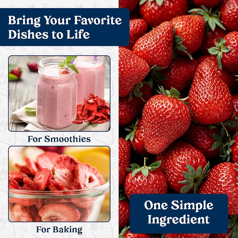 Augason Farms Freeze Dried Sliced Strawberries Can - Gluten Free Snack for Baking, Smoothies, and Emergency Storage - Healthy Individual Fruit Snacks – 6.5 Ounces (18 Servings)